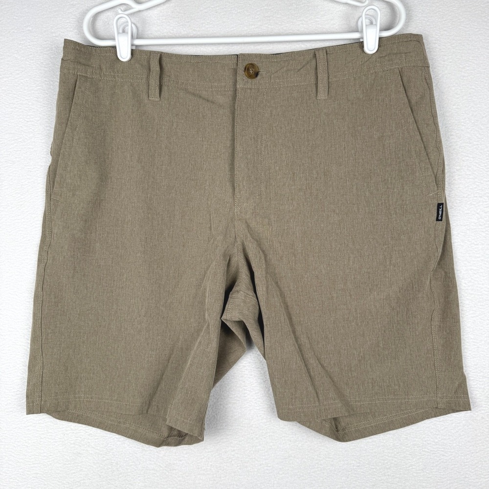 O'Neill Hybrid Shorts Mens 36 Tan Hyperdry Stretch Lightweight Zipper Pockets